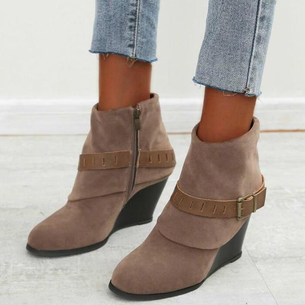 boots size women's plus 2021 autumn and winter female fashion wedge belt buckle zipper botas mujer, Black
boots size women's plus 2021 autumn and winter female fashion wedge belt buckle zipper botas mujer, Black