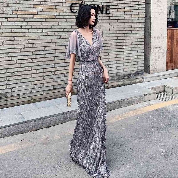 grey tassel evening women 2021 new banquet dignified temperament host aura queen dress summer, White;black
grey tassel evening women 2021 new banquet dignified temperament host aura queen dress summer, White;black
