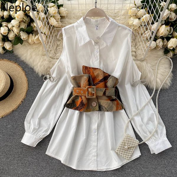 neploe hollow out off shoulder blouses white shirt dress women femme roupas vintage girdle slim waist two-piece blouse 210422
neploe hollow out off shoulder blouses white shirt dress women femme roupas vintage girdle slim waist two-piece blouse 210422