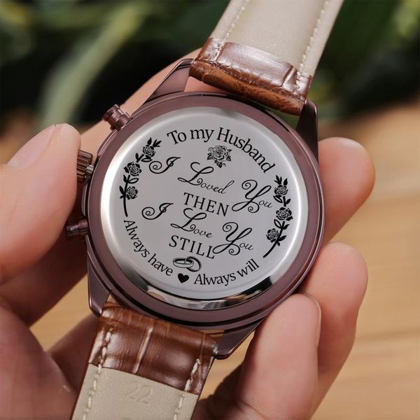 wristwatches my man i love you design men's watch natural hours husband boyfriend dress clock male, Slivery;brown
wristwatches my man i love you design men's watch natural hours husband boyfriend dress clock male, Slivery;brown