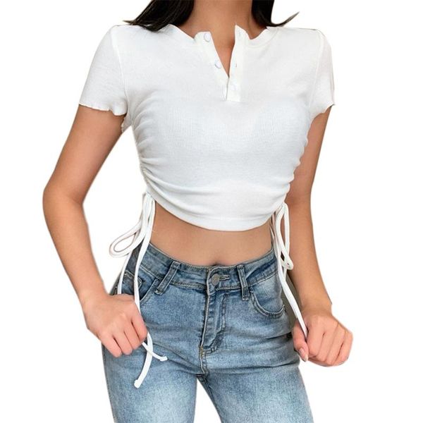 women's t-shirt breathable summer short solid color lace up sleeve slim casual pants suitable for dating vacation, White
women's t-shirt breathable summer short solid color lace up sleeve slim casual pants suitable for dating vacation, White
