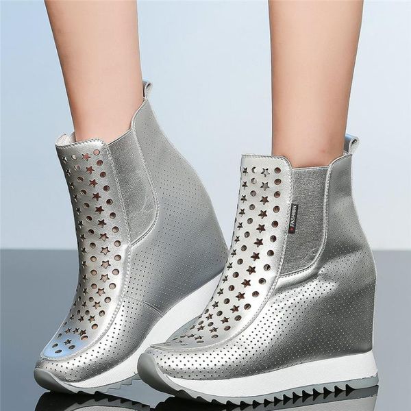 boots punk trainers women high genuine leather wedges heel ankle female summer breathable fashion sneakers casual shoes, Black
boots punk trainers women high genuine leather wedges heel ankle female summer breathable fashion sneakers casual shoes, Black