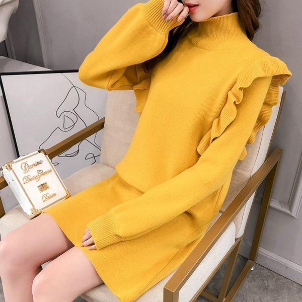 casual dresses solid year christmas dress feminina long sleeve turtleneck blue yellow black women loose knit spring 2021, Black;gray
casual dresses solid year christmas dress feminina long sleeve turtleneck blue yellow black women loose knit spring 2021, Black;gray