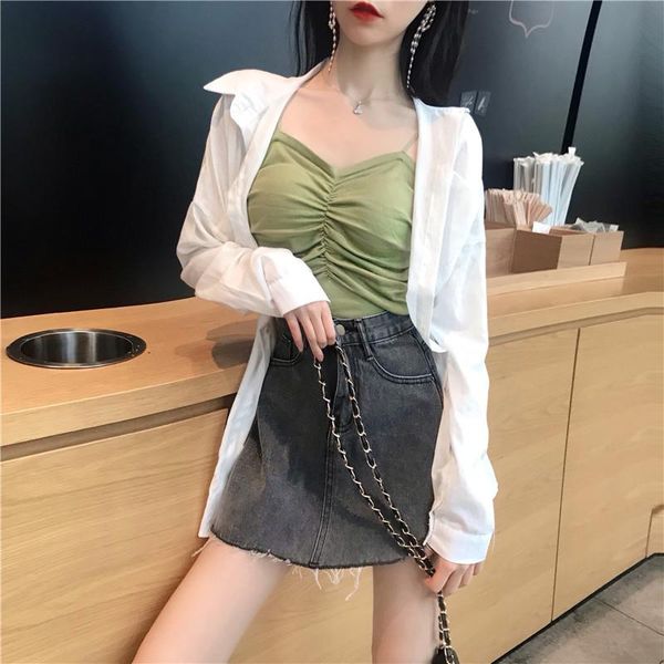 women's tanks & camis 2021 women korea solid color short camisole female tie bralette crop v-neck ruched streetwear bustier, White
women's tanks & camis 2021 women korea solid color short camisole female tie bralette crop v-neck ruched streetwear bustier, White
