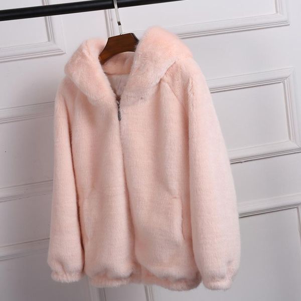 women's fur & faux winter grass mink coat lady artificial hooded soft 2021 jacket white grey pink imitation outcoat, Black
women's fur & faux winter grass mink coat lady artificial hooded soft 2021 jacket white grey pink imitation outcoat, Black