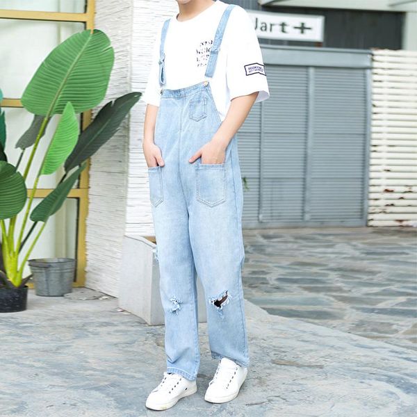 men's pants summer tide big hole denim strap bib jumpsuit loose couple korean version of the sling, Black
men's pants summer tide big hole denim strap bib jumpsuit loose couple korean version of the sling, Black