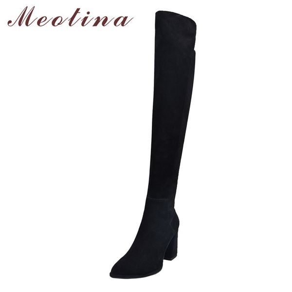 meotina winter thigh high boots women cow suede chunky heel over the knee boots zipper super high heel shoes lady autumn size 39 210520, Black 
meotina winter thigh high boots women cow suede chunky heel over the knee boots zipper super high heel shoes lady autumn size 39 210520, Black