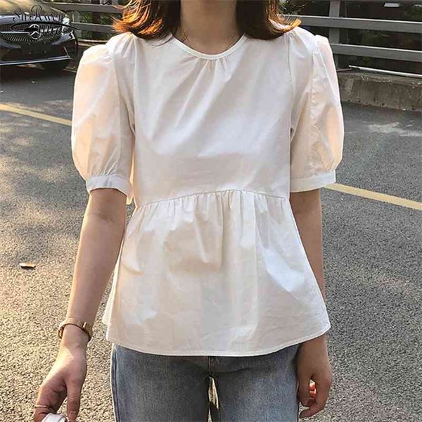 french elegant round collar blouse women summer puff sleeve cotton shirt short clothes blusa mujer 14375 210521, White
french elegant round collar blouse women summer puff sleeve cotton shirt short clothes blusa mujer 14375 210521, White