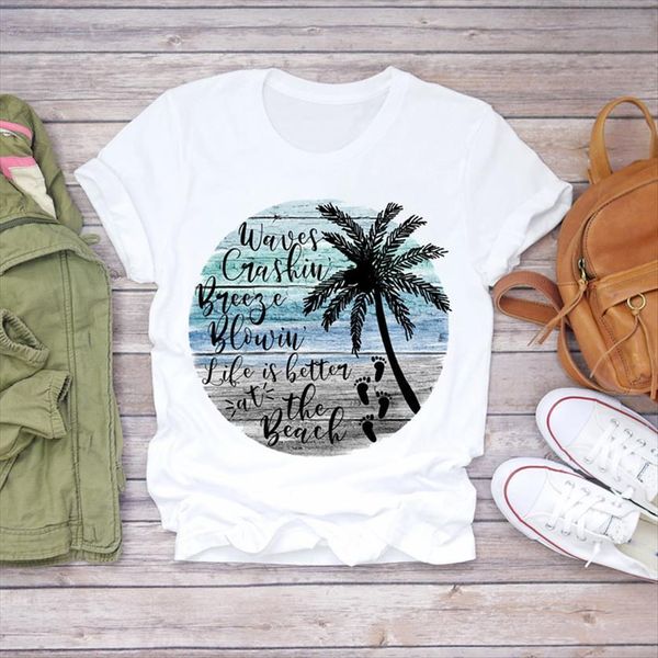 summer beach travel fashion women t shirts holiday short sleeve ladies womens graphic female tee, White
summer beach travel fashion women t shirts holiday short sleeve ladies womens graphic female tee, White