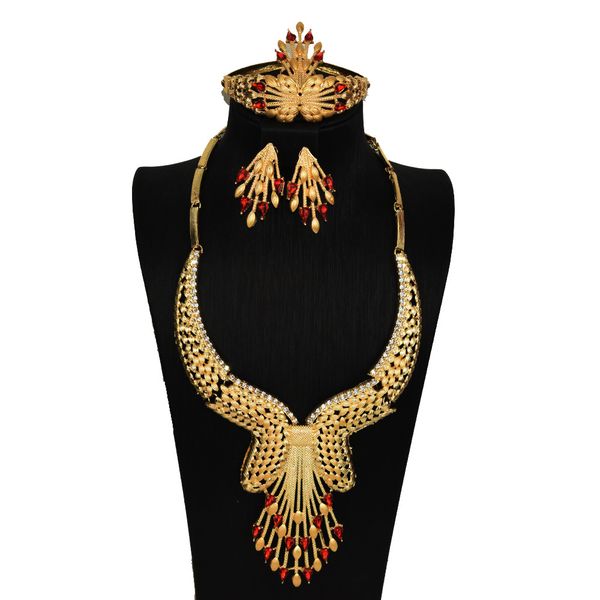 jewelry sets african nigerian charm necklace earrings dubai gold for women wedding bridal bracelet ring pendant party fashion, Black
jewelry sets african nigerian charm necklace earrings dubai gold for women wedding bridal bracelet ring pendant party fashion, Black