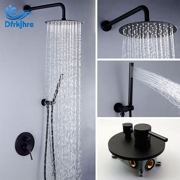 dfrkjhre black concealed shower faucets 8/10/12 inch brass rainfall shower head single handle mixer tap and cold water
dfrkjhre black concealed shower faucets 8/10/12 inch brass rainfall shower head single handle mixer tap and cold water
