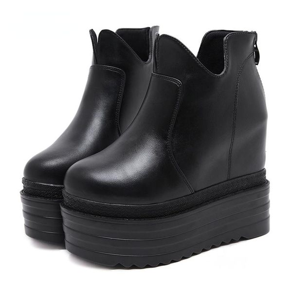 boots autumn winter thick soled short women platform wedges high heels female ankle increasing soft leather zipper, Black
boots autumn winter thick soled short women platform wedges high heels female ankle increasing soft leather zipper, Black