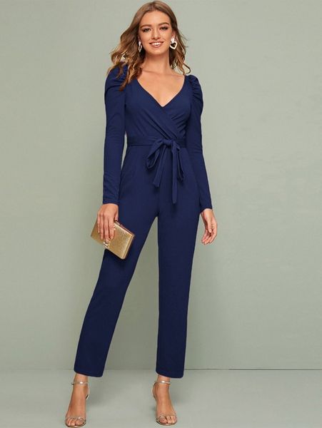surplice neck self belted leg-of-mutton sleeve jumpsuit j0he#, White
surplice neck self belted leg-of-mutton sleeve jumpsuit j0he#, White
