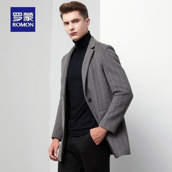 men's wool & blends romon 2021 winter woolen coat lapel handsome business casual 6d0120891, Black
men's wool & blends romon 2021 winter woolen coat lapel handsome business casual 6d0120891, Black