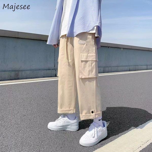 men's pants men casual multi-pockets all-match wide leg ulzzang males cargo trousers elastic waist simple style loose streetwear, Black
men's pants men casual multi-pockets all-match wide leg ulzzang males cargo trousers elastic waist simple style loose streetwear, Black