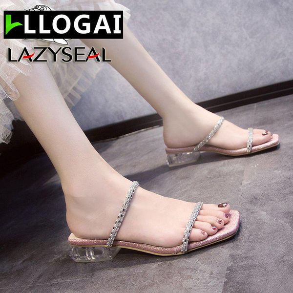 lazyseal summer transparent crystal square heels slippers bling metal chain cool women slides outdoor fashion female mulers, Black
lazyseal summer transparent crystal square heels slippers bling metal chain cool women slides outdoor fashion female mulers, Black