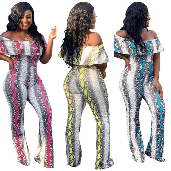women's jumpsuits & rompers autumn woman jumpsuit snake print ruffle one-neck high waist europe and america clothing, Black;white
women's jumpsuits & rompers autumn woman jumpsuit snake print ruffle one-neck high waist europe and america clothing, Black;white