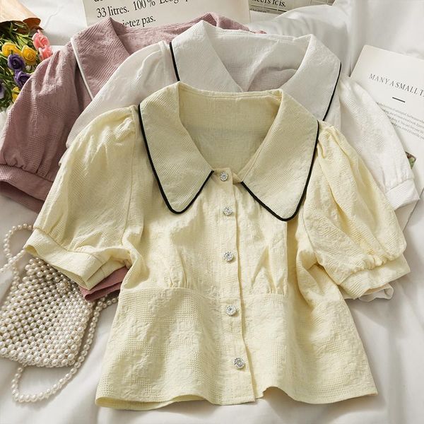 women's blouses & shirts women fashion outdoor casual puff short sleeve front buttons blouse ladies ol sweet girls student elegant dail, White
women's blouses & shirts women fashion outdoor casual puff short sleeve front buttons blouse ladies ol sweet girls student elegant dail, White