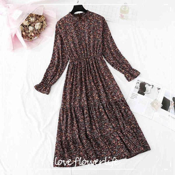 spring women chiffon dress flare sleeve vintage print ruffles midi dress casual elastic waist elegant party dress vestidos 210521, Black;gray
spring women chiffon dress flare sleeve vintage print ruffles midi dress casual elastic waist elegant party dress vestidos 210521, Black;gray