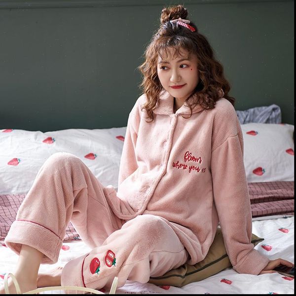 2 pieces pajama sets flannel womens sleepwears winter pajamas long sleeve full trousers girl sweet warm thick homewear, Black;red
2 pieces pajama sets flannel womens sleepwears winter pajamas long sleeve full trousers girl sweet warm thick homewear, Black;red