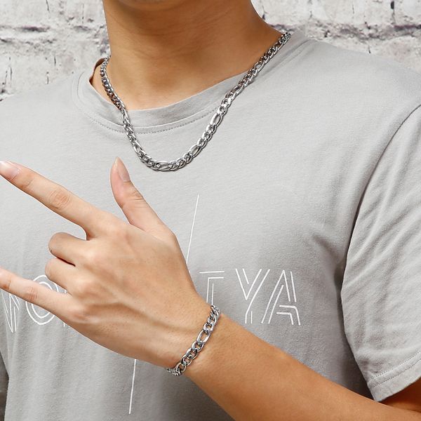 birthday gifts 9mm wide 24''+ 9'' stainless steel nk chain necklace bracelet set mens hip-hop jewelry set punk figaro ch, Silver
birthday gifts 9mm wide 24''+ 9'' stainless steel nk chain necklace bracelet set mens hip-hop jewelry set punk figaro ch, Silver