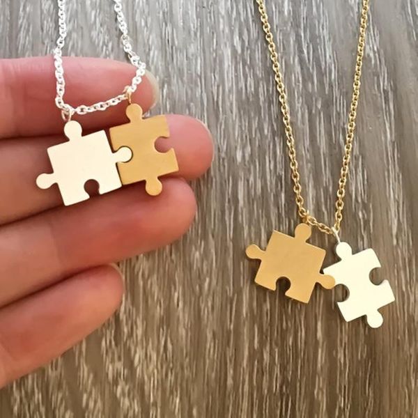 pendant necklaces wholesale simple and fun two tone puzzle piece necklace women friendship gifts stainless steel chain collier femme 2021, Silver
pendant necklaces wholesale simple and fun two tone puzzle piece necklace women friendship gifts stainless steel chain collier femme 2021, Silver
