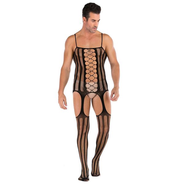 selling men's suspender garter suit fun hollow net clothes, Black;white
selling men's suspender garter suit fun hollow net clothes, Black;white