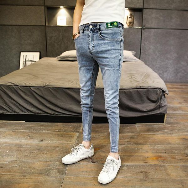 men's jeans spring summer 2021 light blue all-match small-footed male korean simple embroidered social youth cat claw slim trousers
men's jeans spring summer 2021 light blue all-match small-footed male korean simple embroidered social youth cat claw slim trousers