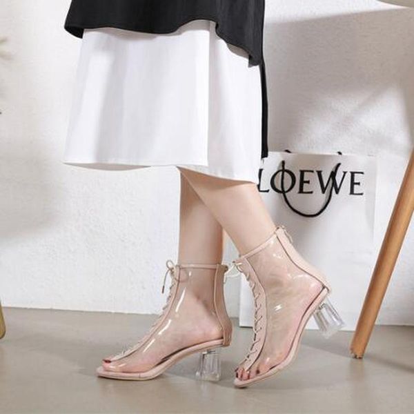 transparent cross thick heel women's boots shoes fish mouth sandals size 34-40, Black
transparent cross thick heel women's boots shoes fish mouth sandals size 34-40, Black