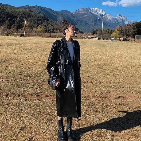 women's trench coats fashion brand oversize black plutonium leather trench coat for lady long double-breasted with female belt duster s, Tan;black
women's trench coats fashion brand oversize black plutonium leather trench coat for lady long double-breasted with female belt duster s, Tan;black
