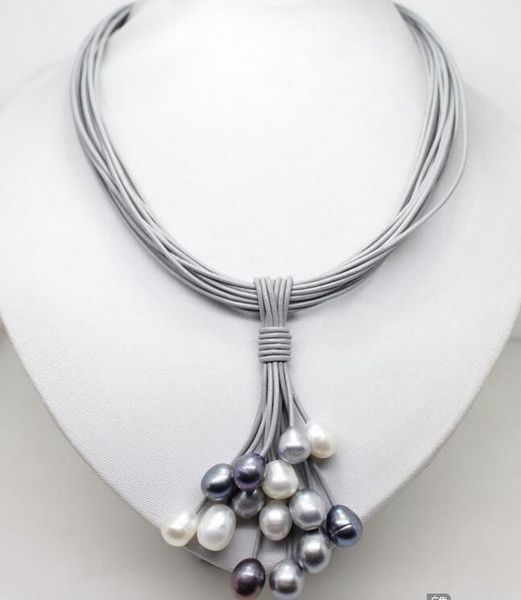 pendant necklaces beautiful 12mm real white black gray freshwater pearl necklace leather cord magnet clasp, Silver
pendant necklaces beautiful 12mm real white black gray freshwater pearl necklace leather cord magnet clasp, Silver