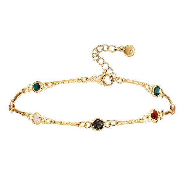 anklets european and american fashion ol ladies anklets, colorful zircon all-match minimalist thin chain adjustable anklet, Red;blue 
anklets european and american fashion ol ladies anklets, colorful zircon all-match minimalist thin chain adjustable anklet, Red;blue
