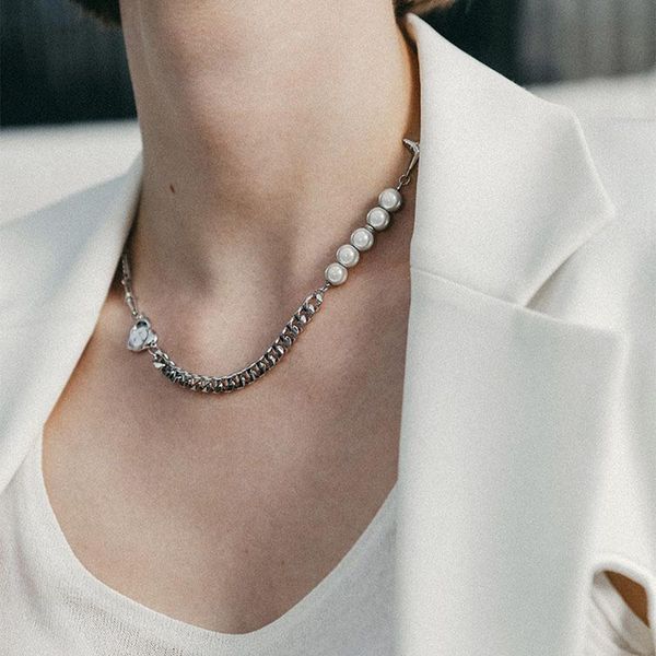 korean version of the pearl asymmetric stitching necklace cross clavicle chain collar net red fashion personality chains, Silver
korean version of the pearl asymmetric stitching necklace cross clavicle chain collar net red fashion personality chains, Silver