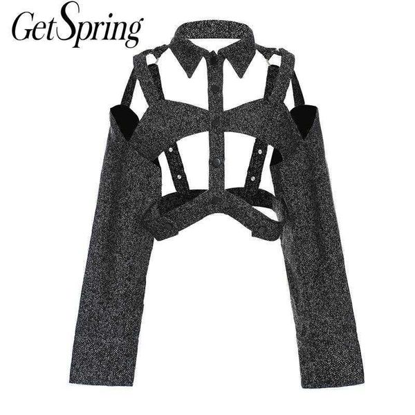getspring women coat hollow out off shoulder temperament womens jackets and coats long sleeves fashion short ladies 210601, Black;brown
getspring women coat hollow out off shoulder temperament womens jackets and coats long sleeves fashion short ladies 210601, Black;brown