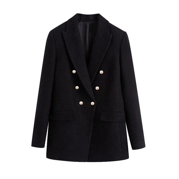 women's suits & blazers breasted tweed blazer coat vintage long sleeve pockets female outerwear chic women fashion office wear double, White;black
women's suits & blazers breasted tweed blazer coat vintage long sleeve pockets female outerwear chic women fashion office wear double, White;black