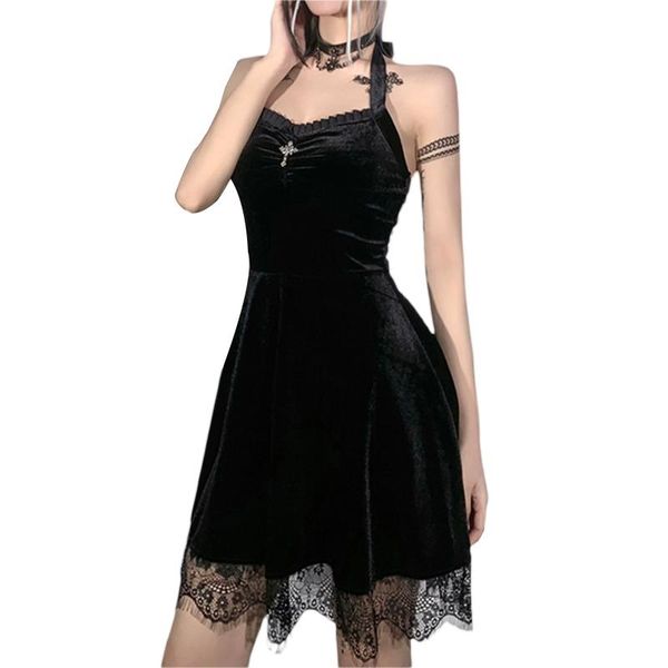 casual dresses dark style female sleeveless dress, summer solid color lace trim halter neck strappy ladies, black, s//l, Black;gray
casual dresses dark style female sleeveless dress, summer solid color lace trim halter neck strappy ladies, black, s//l, Black;gray