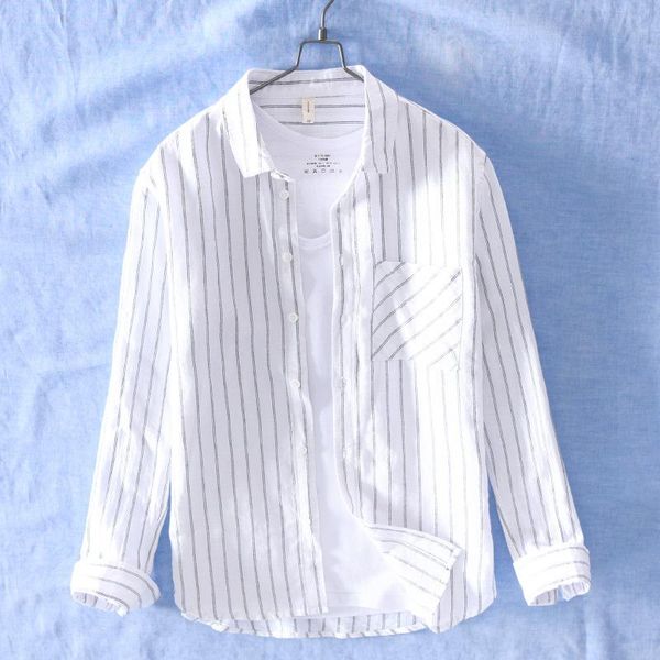 men's casual shirts linen men comfortable breathable natural striped shirt 2021, White;black
men's casual shirts linen men comfortable breathable natural striped shirt 2021, White;black