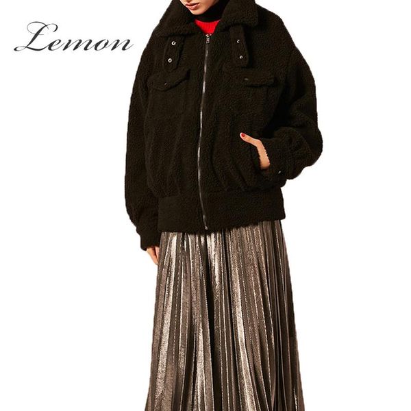 women's jackets lemon 2021 european and american large lapel zipper front imitation lambskin warm fashion long-sleeved jacket, Black;brown
women's jackets lemon 2021 european and american large lapel zipper front imitation lambskin warm fashion long-sleeved jacket, Black;brown