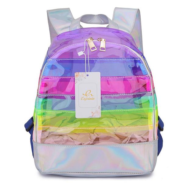 duffel bags fashion color striped laser plastic travel bag school 2021 backpack purse for women small shoulder zipper
duffel bags fashion color striped laser plastic travel bag school 2021 backpack purse for women small shoulder zipper