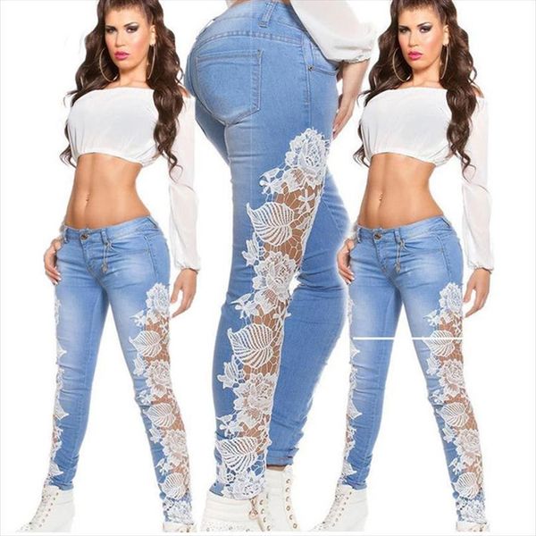 lace spring and autumn womens jean cutout denim trousers pocket fashion elastic high waist women clothing, Blue
lace spring and autumn womens jean cutout denim trousers pocket fashion elastic high waist women clothing, Blue