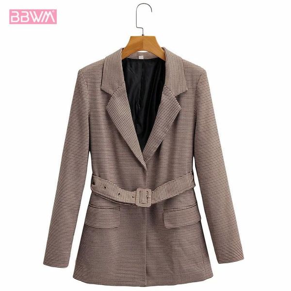 women's jackets retro houndstooth slimming waist belt mid-length coat korean version with long sleeve lapel chic female jacket, Black;brown
women's jackets retro houndstooth slimming waist belt mid-length coat korean version with long sleeve lapel chic female jacket, Black;brown
