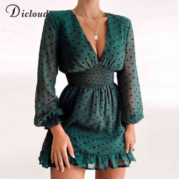 dicloud polka dot long sleeve dress emerald women autumn v neck party day mini dress chiffon ruffle clothes female y1204, Black;gray
dicloud polka dot long sleeve dress emerald women autumn v neck party day mini dress chiffon ruffle clothes female y1204, Black;gray