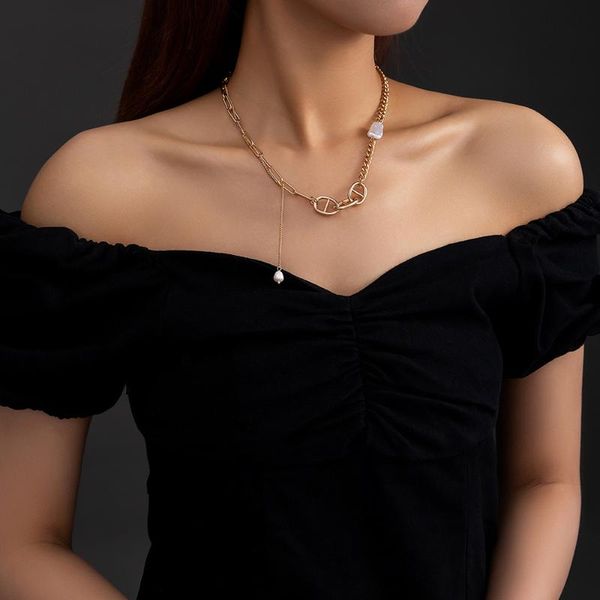 pendant necklaces fashion trend stitching chain necklace japanese word round bead single layer clavicle, Silver
pendant necklaces fashion trend stitching chain necklace japanese word round bead single layer clavicle, Silver