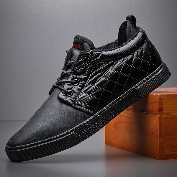 new men leather casual shoes for men autumn winter street fashion man plush warm boots cool loafers, Black
new men leather casual shoes for men autumn winter street fashion man plush warm boots cool loafers, Black