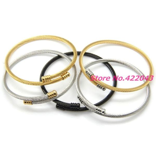 women mens stainless steel cable wire chain 3mm thin cuff bracelets male open bangles silver or gold color jewelry link,, Black
women mens stainless steel cable wire chain 3mm thin cuff bracelets male open bangles silver or gold color jewelry link,, Black