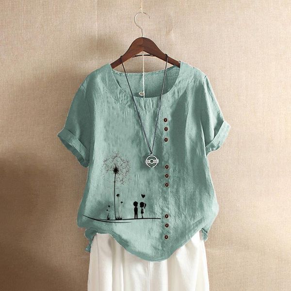 women's t-shirt t shirt women summer casual round neck short sleeve t-shirts ladies dandelion flower button print loose linen, White
women's t-shirt t shirt women summer casual round neck short sleeve t-shirts ladies dandelion flower button print loose linen, White
