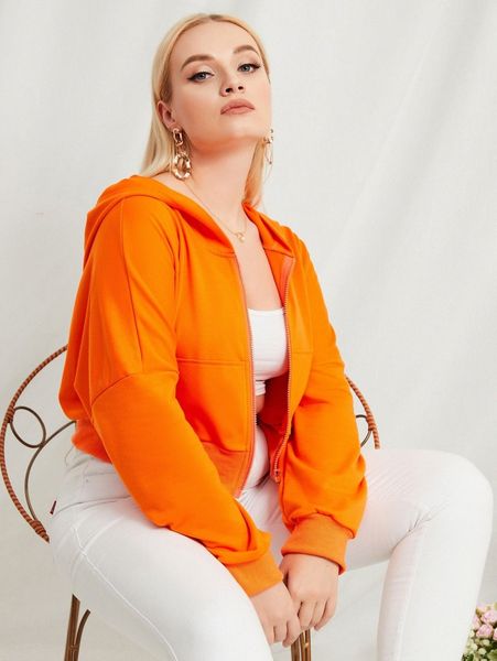 plus drop shoulder zip up hoodie n2d9#, Black
plus drop shoulder zip up hoodie n2d9#, Black