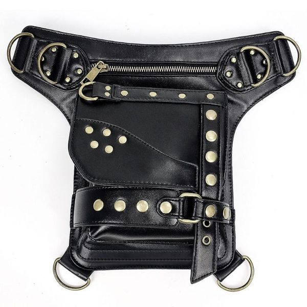women shoulder bag purse black gothic rock pu leather steampunk waist pack vintage punk portable messenger bags
women shoulder bag purse black gothic rock pu leather steampunk waist pack vintage punk portable messenger bags