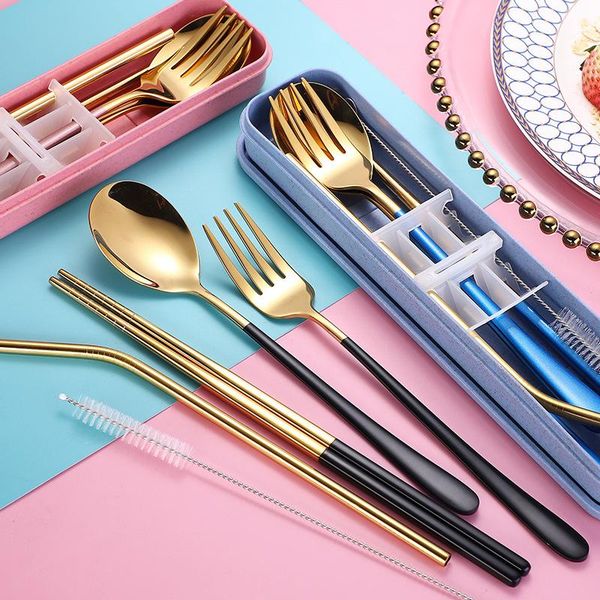 dinnerware set stainless steel cutlery fork spoon chopsticks straw for kitchen chinese tableware with gift box sets
dinnerware set stainless steel cutlery fork spoon chopsticks straw for kitchen chinese tableware with gift box sets