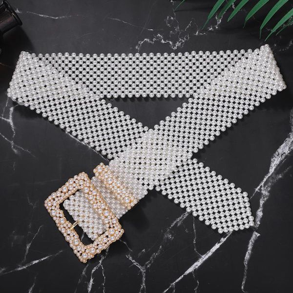 belts european luxury pearl weaving waist belt for women metal buckle wide cinch waistband plus size jean pant dress decoration, Black;brown
belts european luxury pearl weaving waist belt for women metal buckle wide cinch waistband plus size jean pant dress decoration, Black;brown